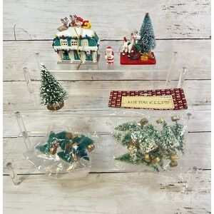SANTA'S Best Christmas Ornament  Rooftop VTG + Trees‎ & Rocking Horse Mini Cute!